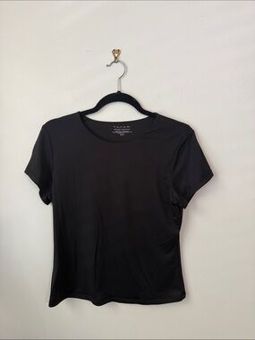 Tahari Black Short Sleeve Crewneck Tee